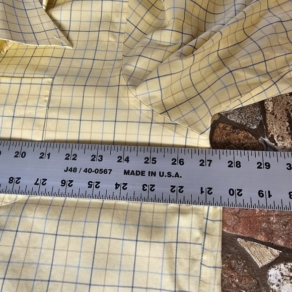 LL BEAN 100% Cotton Yellow Blue Check Pattern Button-down Short-sleeved, Size XL - Picture 7 of 7